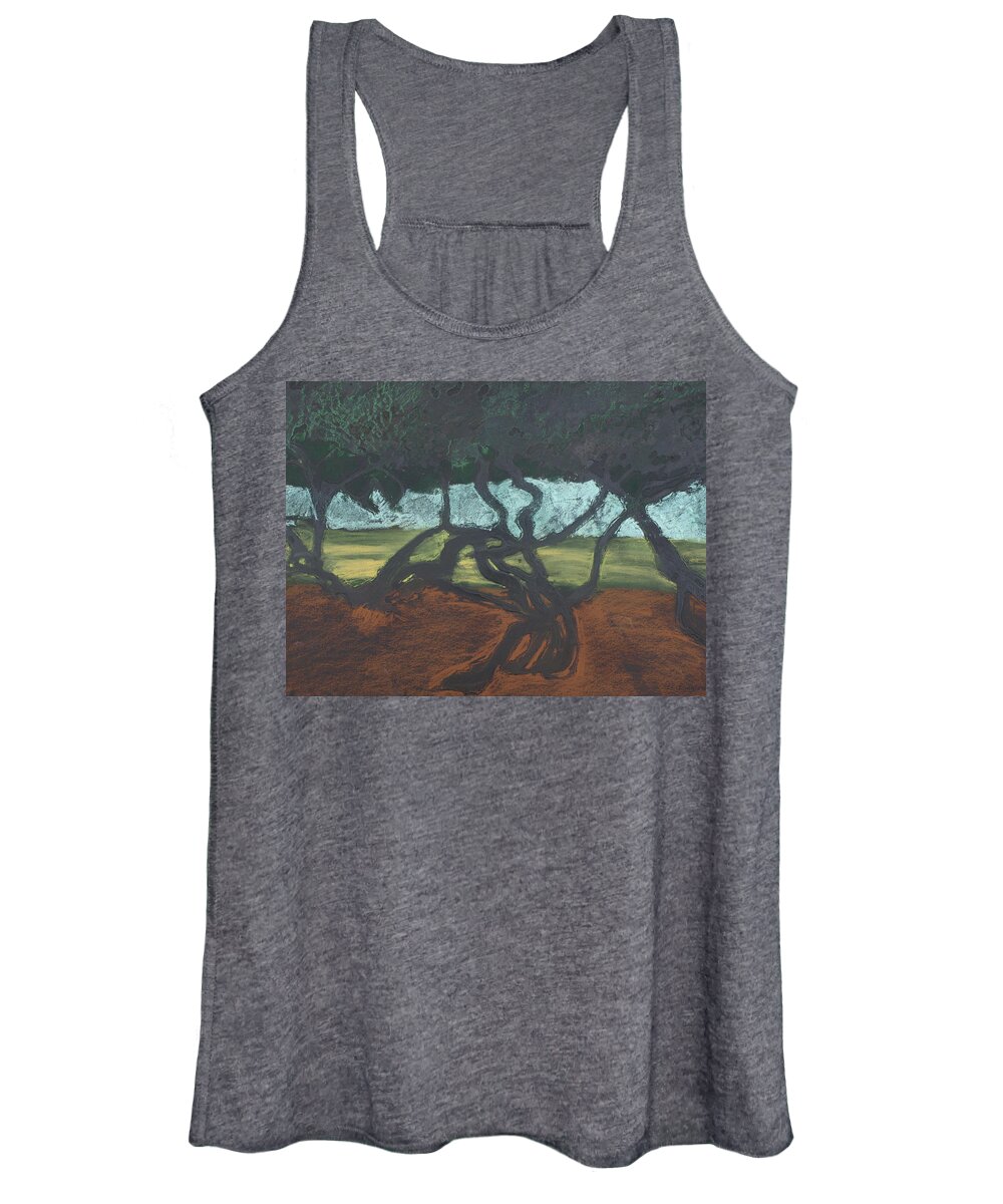Contemporary Tree Landscape Women's Tank Top featuring the mixed media La Jolla II by Leah Tomaino