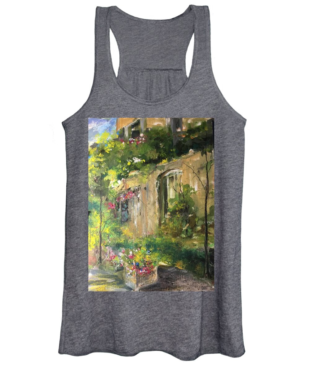 Plein Air Women's Tank Top featuring the painting La maison est o le coeur est Home Is Where the Heart I by Robin Miller-Bookhout