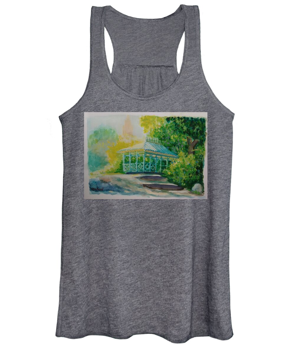 Cityscape Women's Tank Top featuring the painting Ladies Pavilion, CPNYC by Nicolas Bouteneff