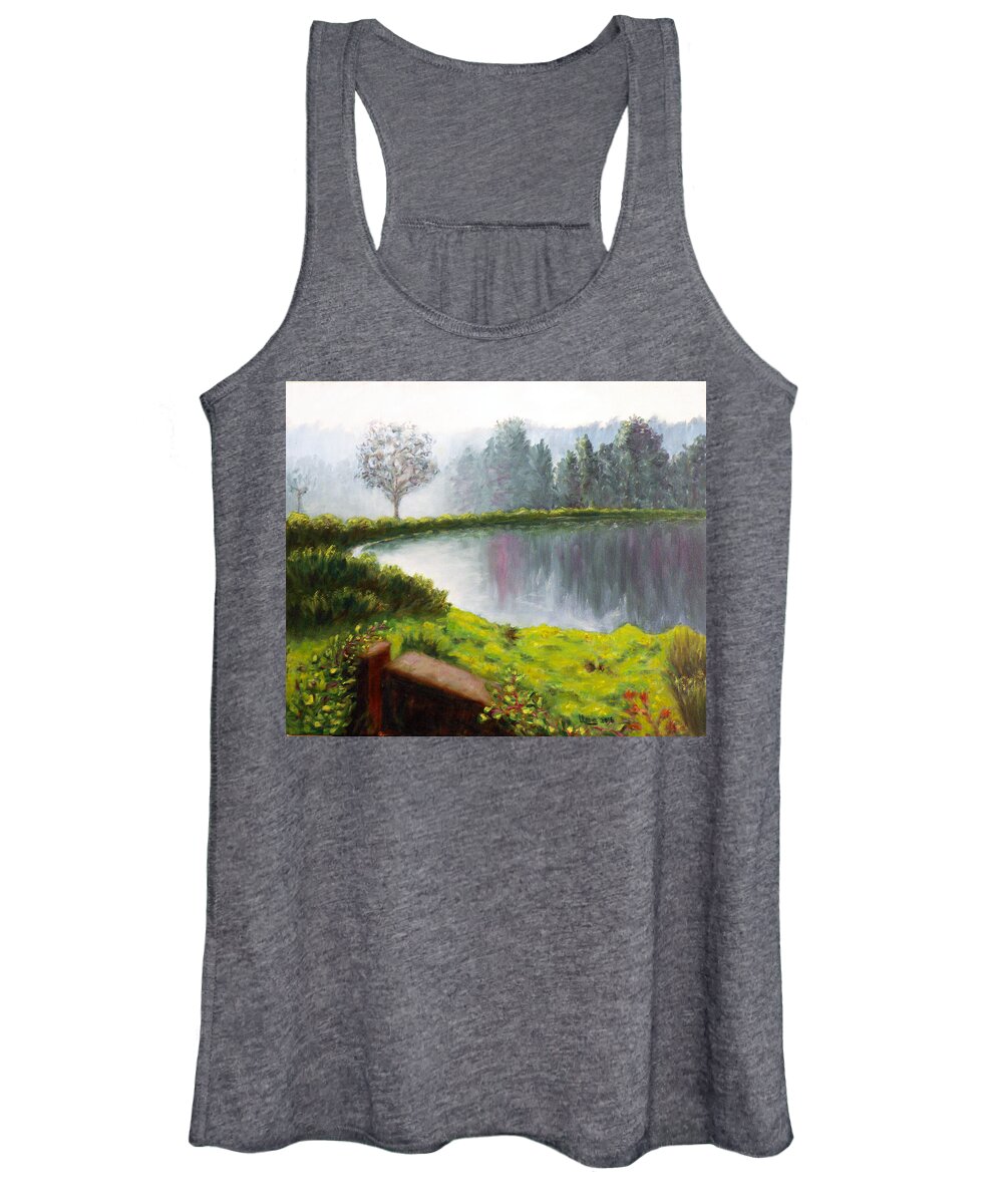 Lake In The Part Women's Tank Top featuring the painting Lake in the park by Uma Krishnamoorthy