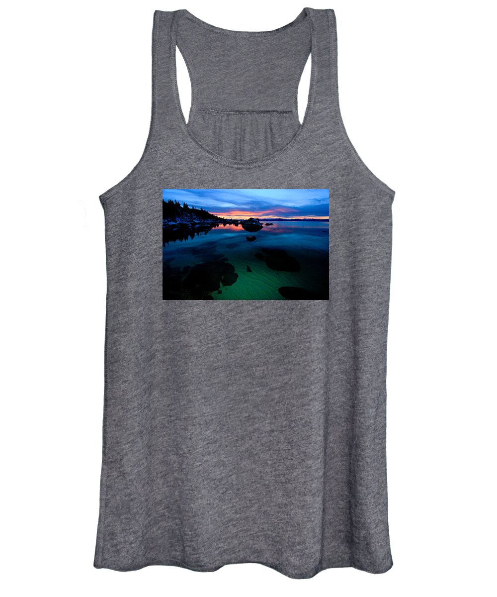  Lake Tahoe Women's Tank Top featuring the photograph Lake Tahoe Clarity at Sundown by Sean Sarsfield