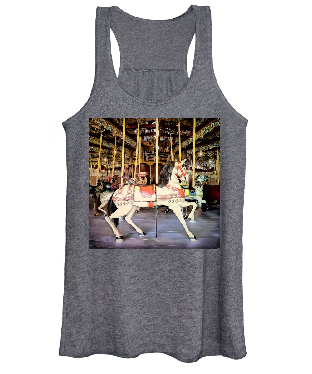 Merry Go Round Women's Tank Top featuring the photograph Lakeside Park Carousel by Leslie Montgomery