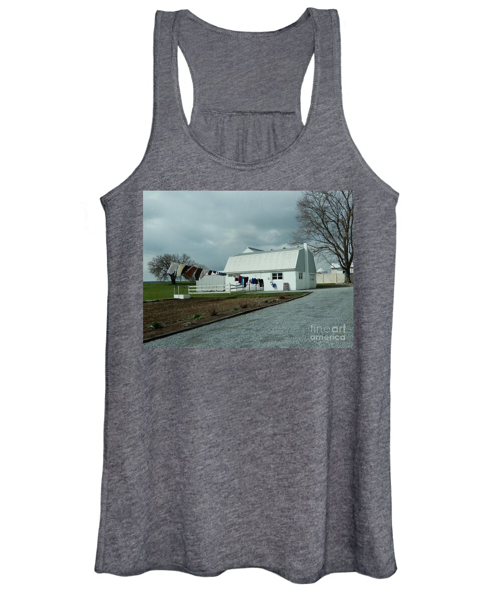 Amish Women's Tank Top featuring the photograph Laundry Day - Two by Christine Clark