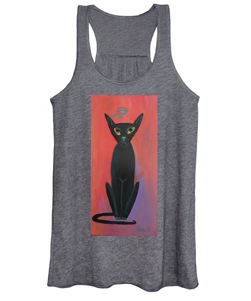 Cat Women's Tank Top featuring the painting Le Mew by Nataya Crow