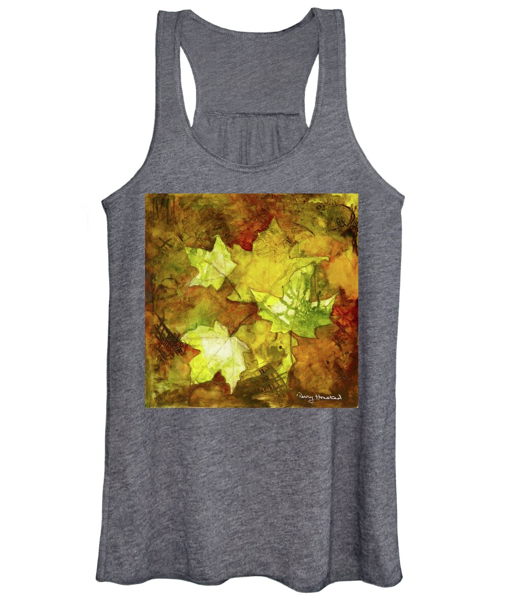 Landscape Women's Tank Top featuring the painting Leaves by Terry Honstead