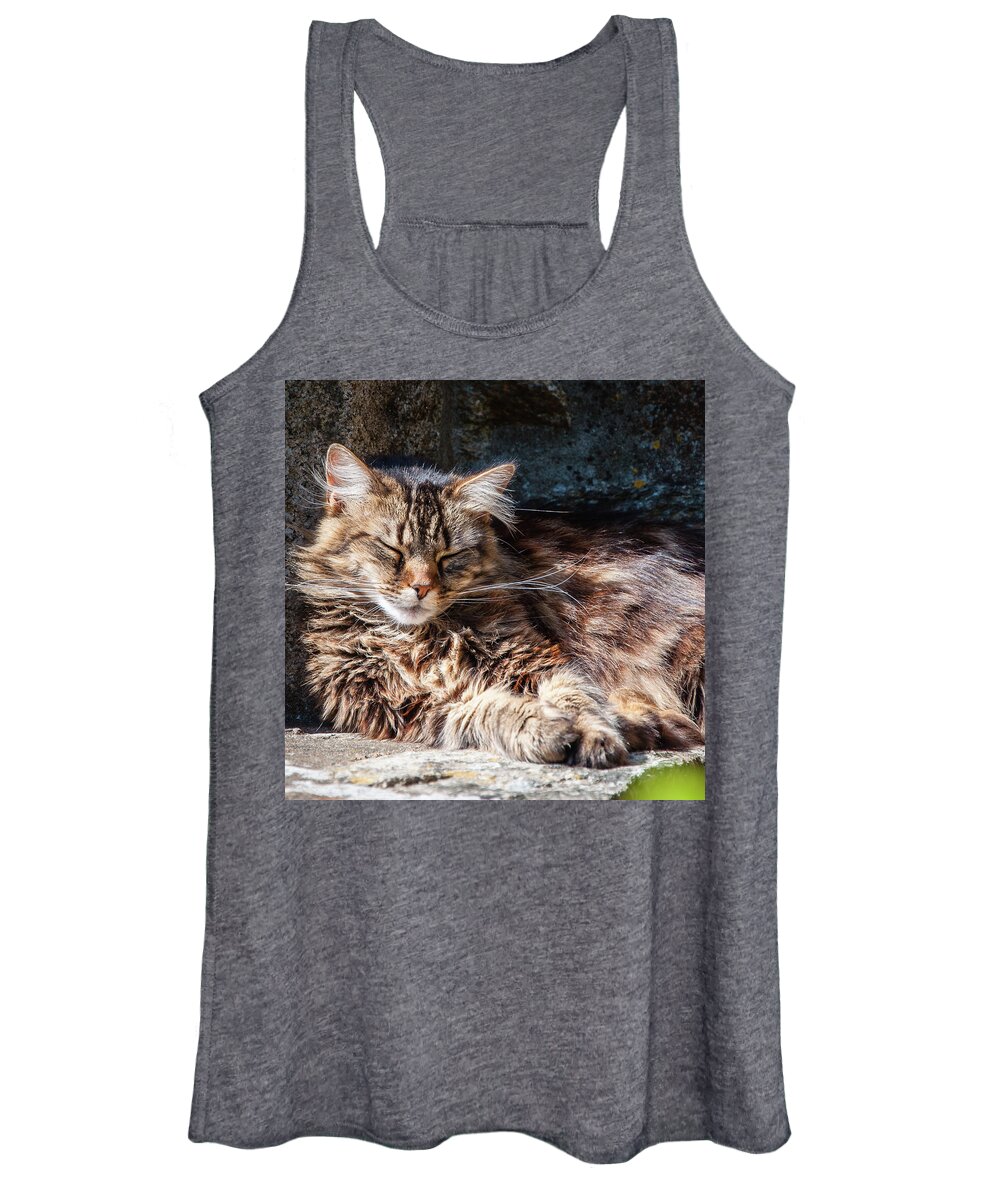 Cat Women's Tank Top featuring the photograph Let me sleep... by Geoff Smith