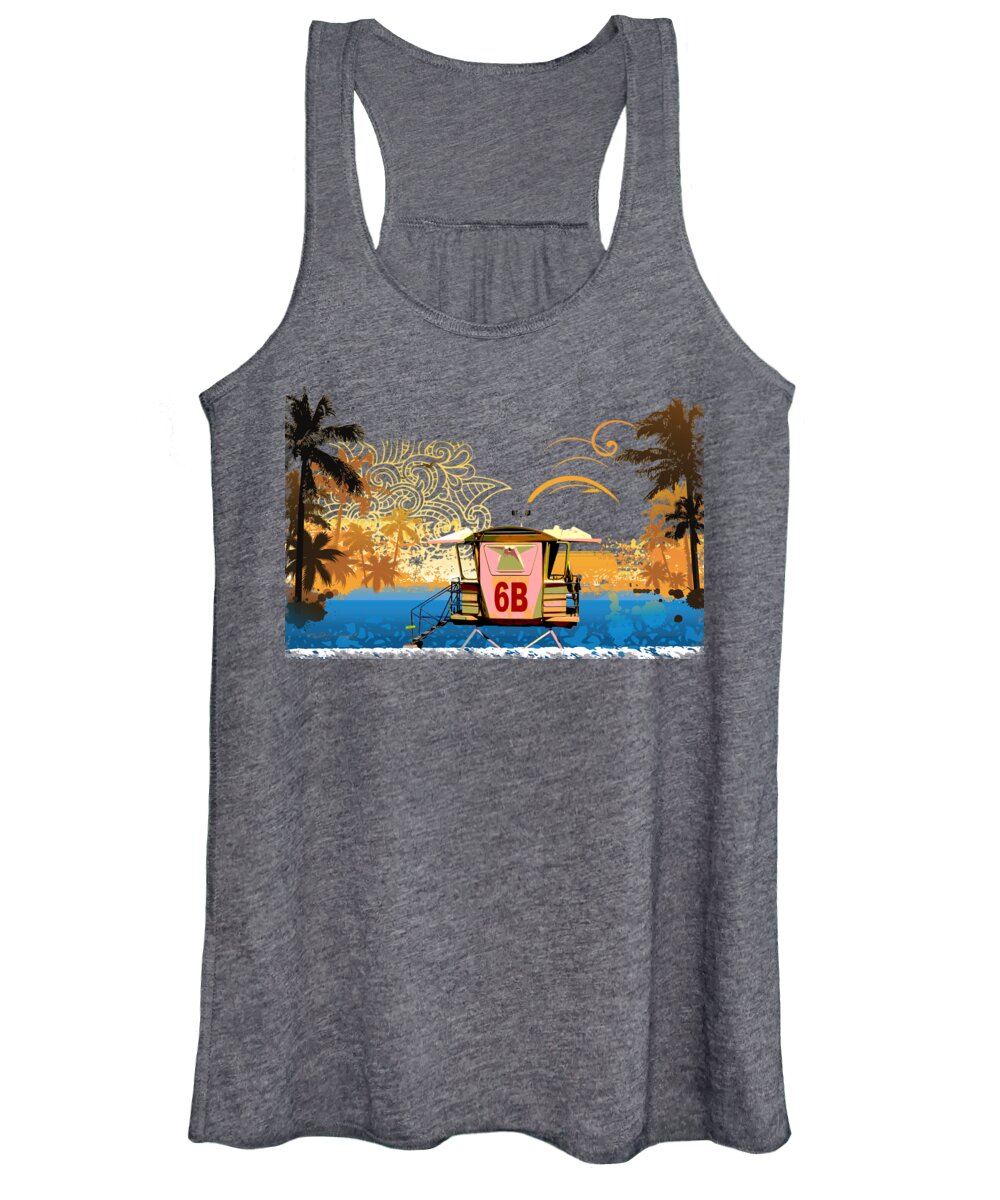 Wright Women's Tank Top featuring the digital art Lifeguard Station 6B by Paulette B Wright
