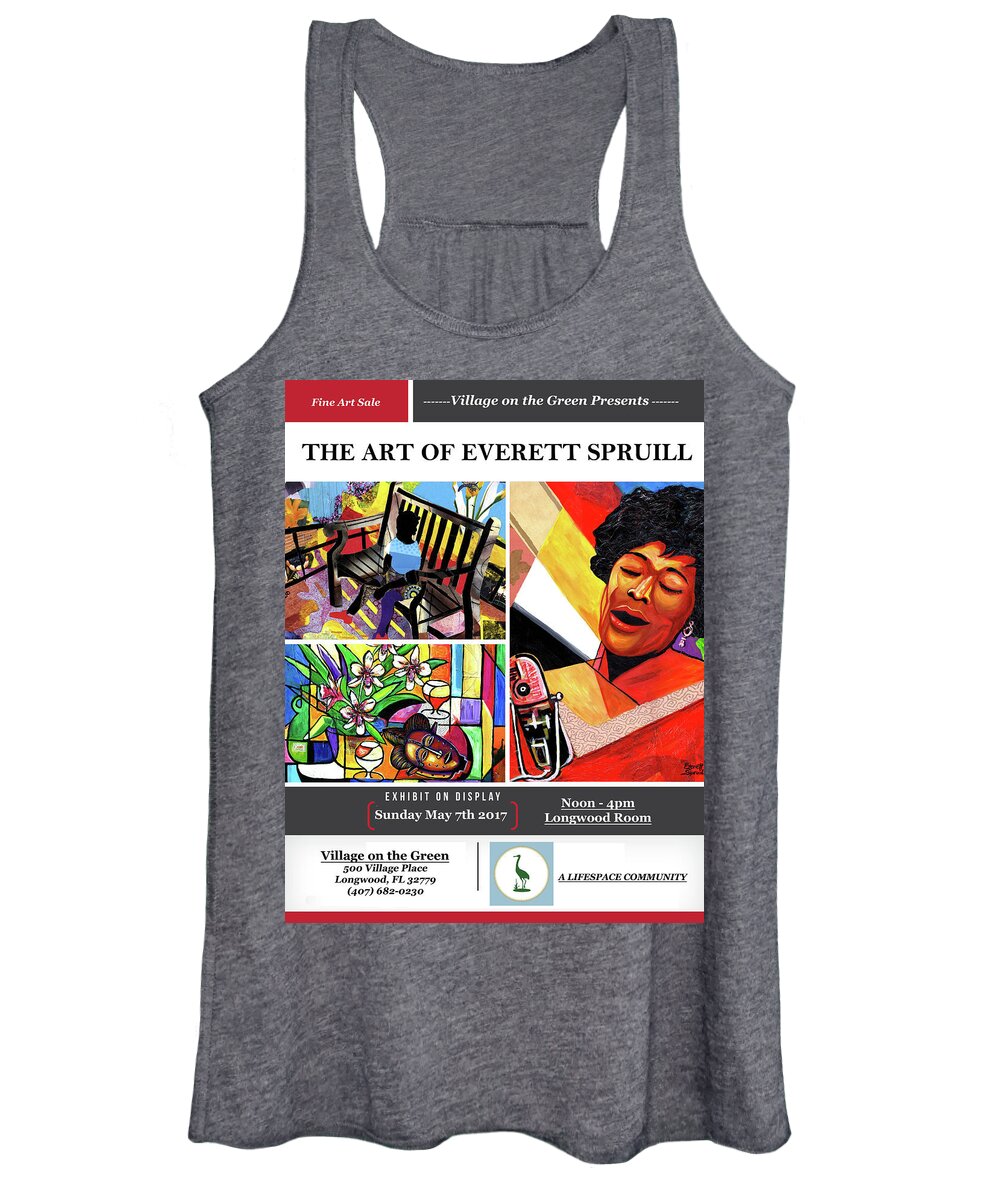 Everett Spruill Women's Tank Top featuring the mixed media Lifespace Exhibition Poster by Everett Spruill
