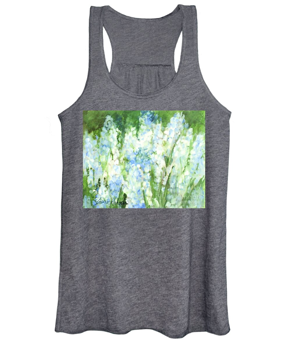 Grape Hyacinth Women's Tank Top featuring the painting Light Blue Grape Hyacinth. by Laurie Rohner