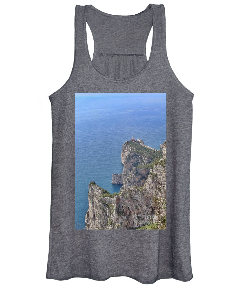 Landscape Women's Tank Top featuring the photograph Lighthouse on the cliff by Wilhelm Hufnagl
