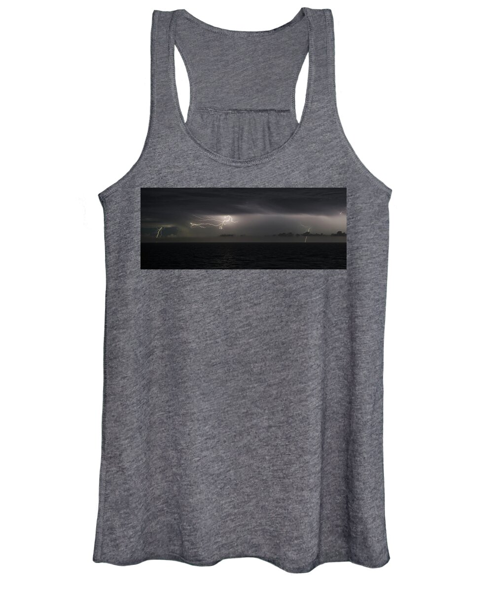 Lightning Women's Tank Top featuring the photograph Lightning at Sea II by William Dickman