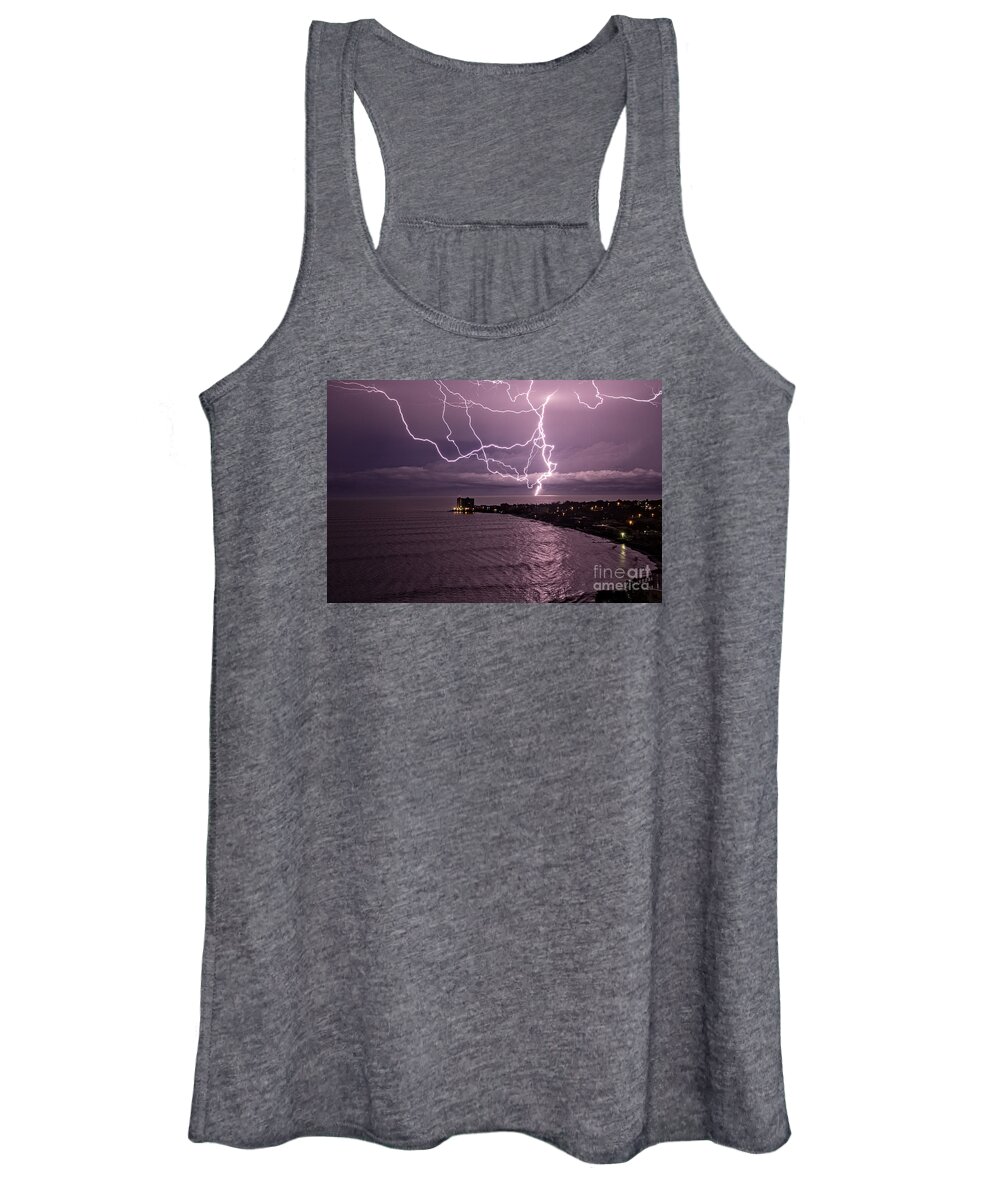 Weather Women's Tank Top featuring the photograph Lightning up the Night by Bob Hislop