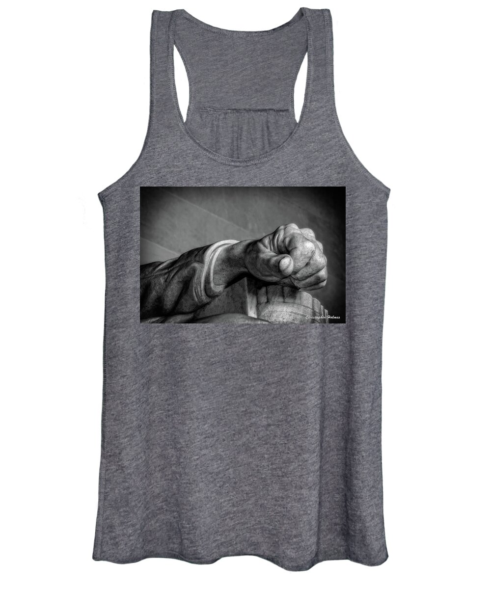 Lincoln Women's Tank Top featuring the photograph Lincoln's Left Hand B-W by Christopher Holmes