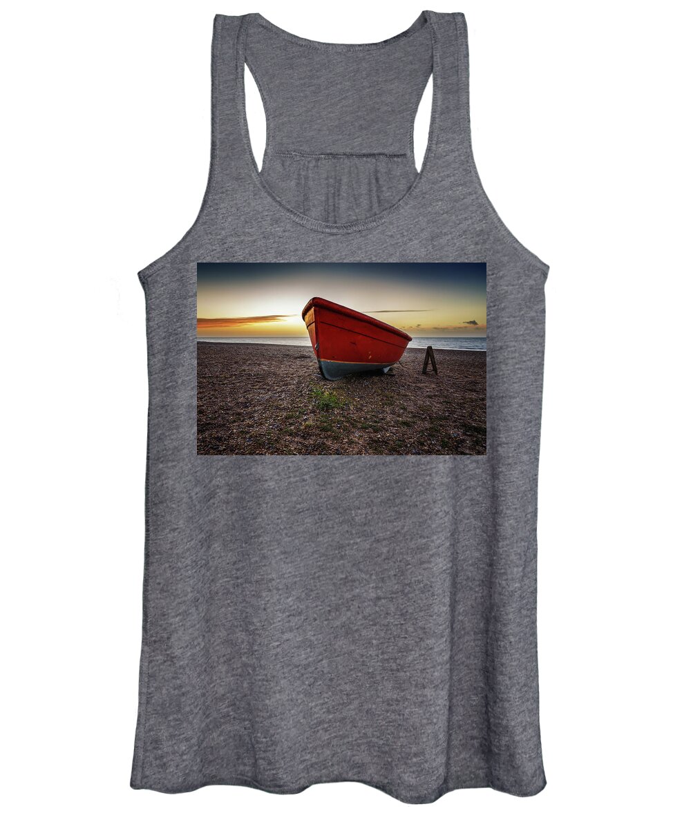 Beach Women's Tank Top featuring the photograph Little Red Boat by James Billings