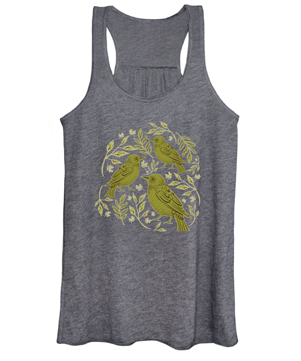Painting Women's Tank Top featuring the painting Little Wrens Hiding In The Hedgerow by Little Bunny Sunshine