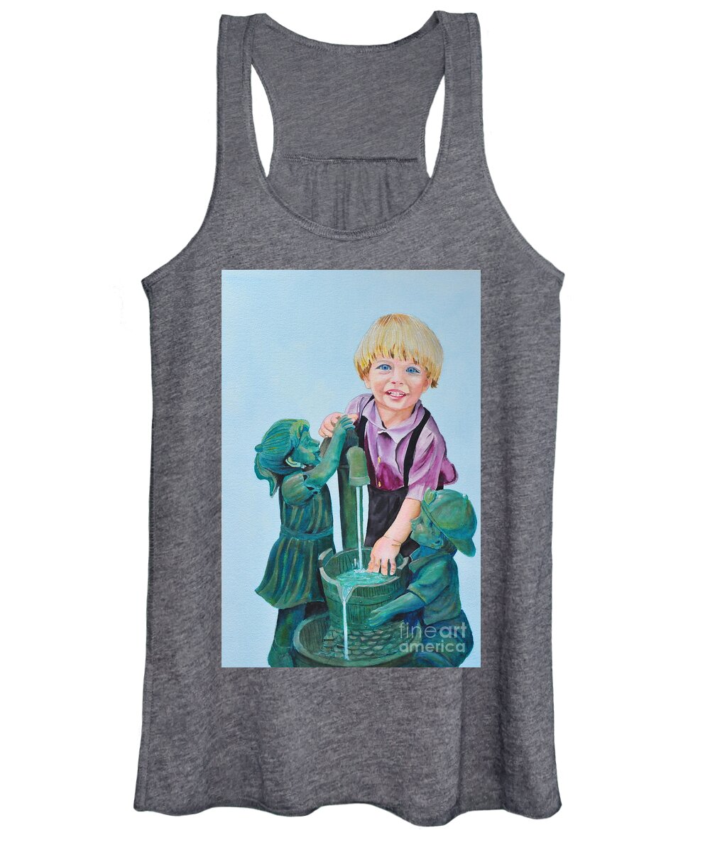 Amish Women's Tank Top featuring the painting Local Plumbers by John W Walker
