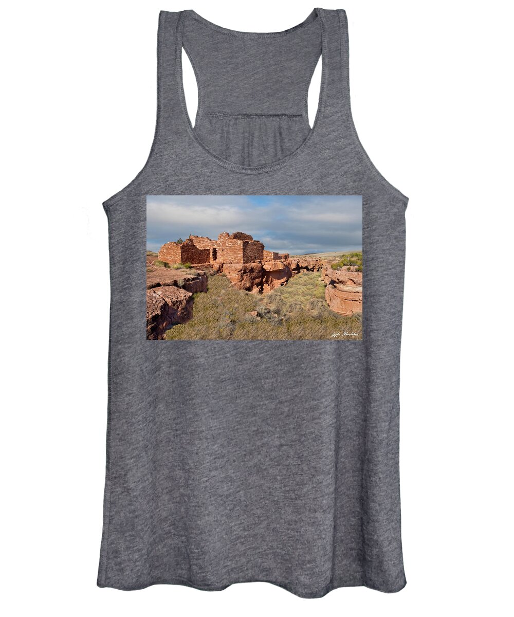 Adobe Women's Tank Top featuring the photograph Lomaki Pueblo Ruins by Jeff Goulden