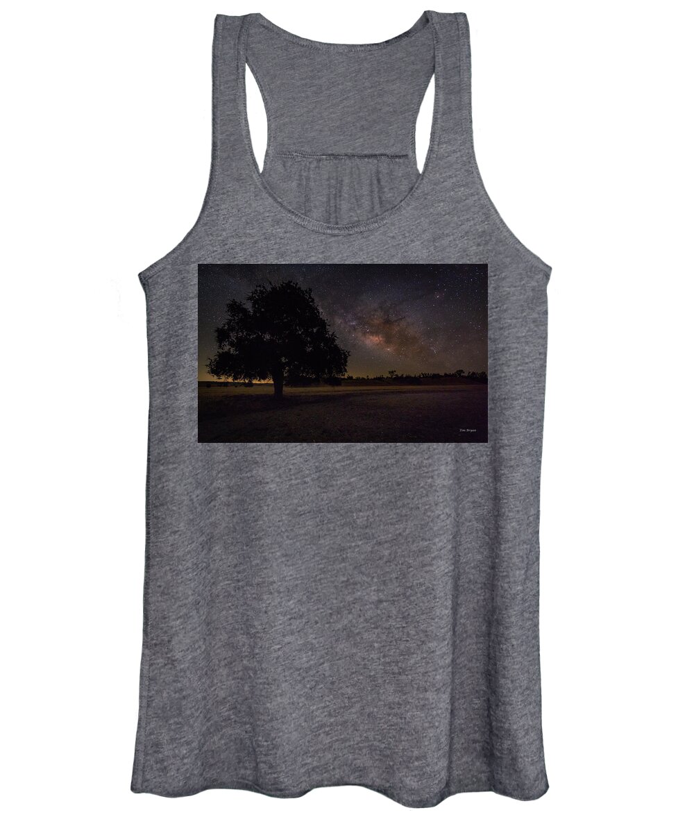 Dramatic Women's Tank Top featuring the photograph Lone Oak under the Milky Way by Tim Bryan
