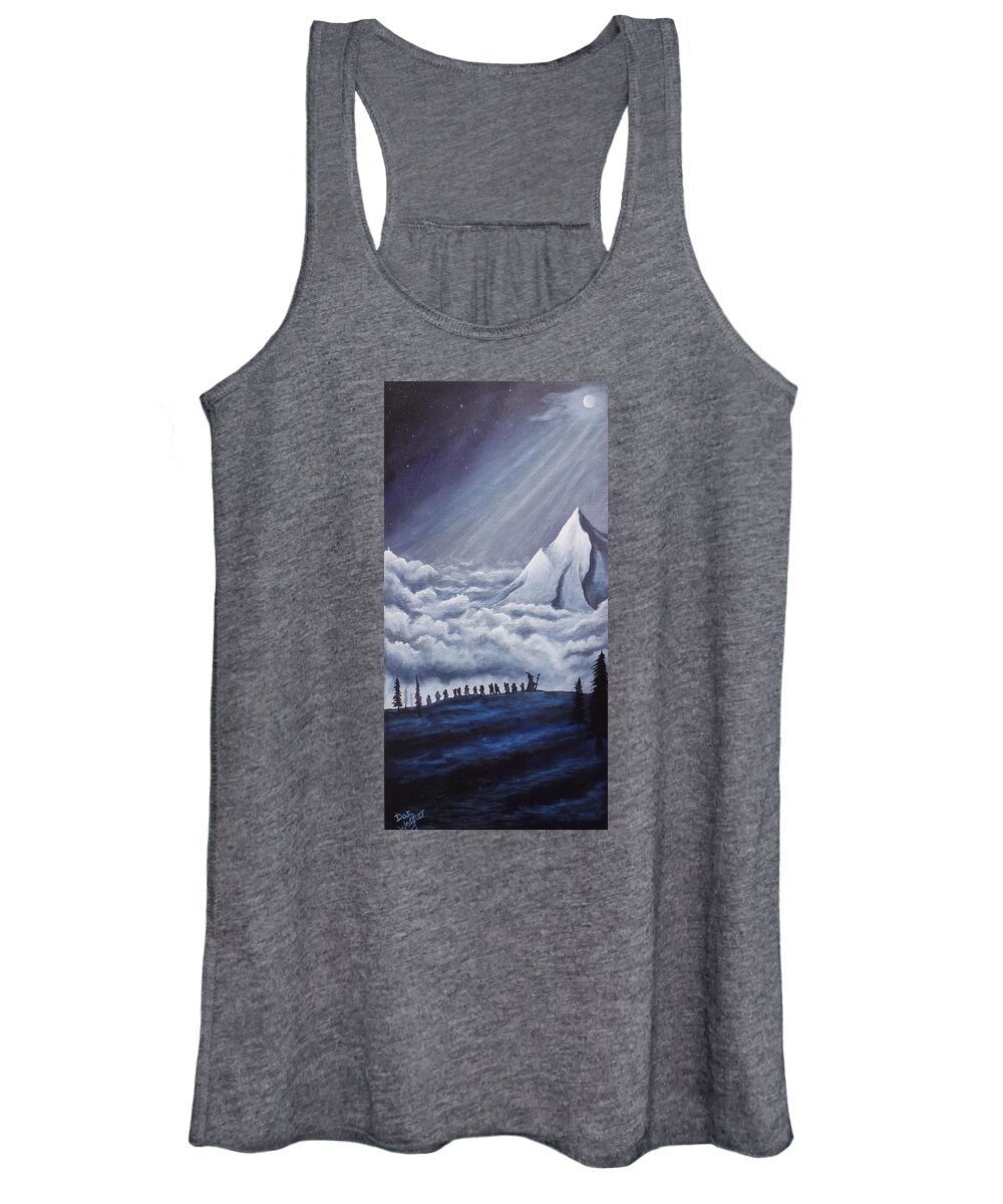 Mountain Women's Tank Top featuring the painting Lonely Mountain by Dan Wagner