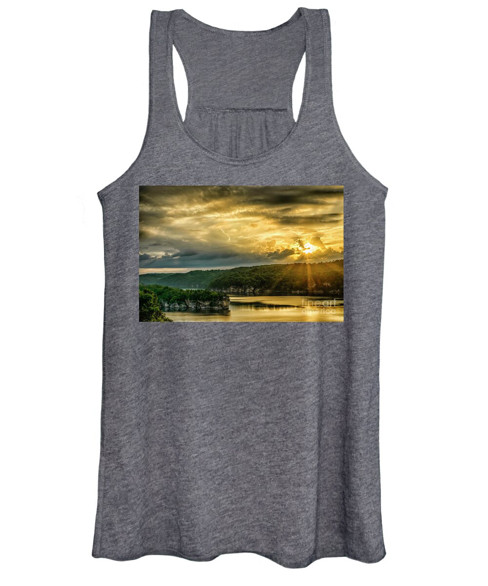 Long Point Women's Tank Top featuring the photograph Long Point Summersville Lake Sunrise by Thomas R Fletcher