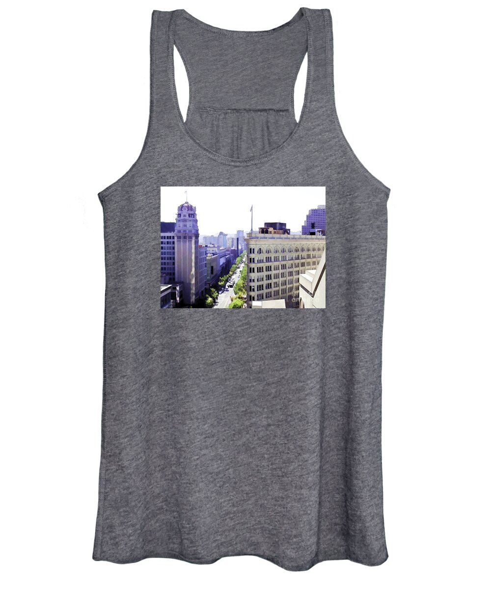 Market Street Women's Tank Top featuring the photograph Looking Down Market by Joyce Creswell