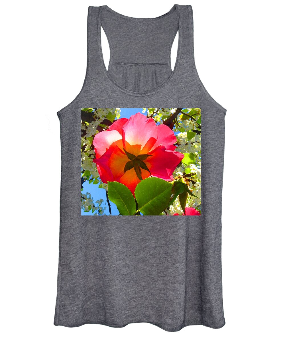 Roses Women's Tank Top featuring the photograph Looking Up at Rose and Tree by Amy Vangsgard