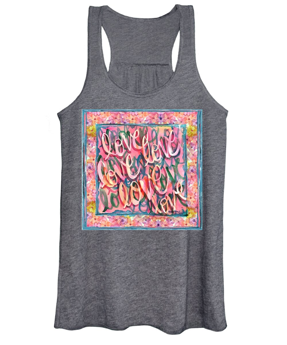 Love Women's Tank Top featuring the painting Love Pink by Liana Yarckin