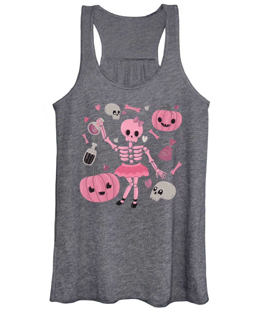 Skeleton Women's Tank Top featuring the painting Love Potion Skeleton Dance by Little Bunny Sunshine