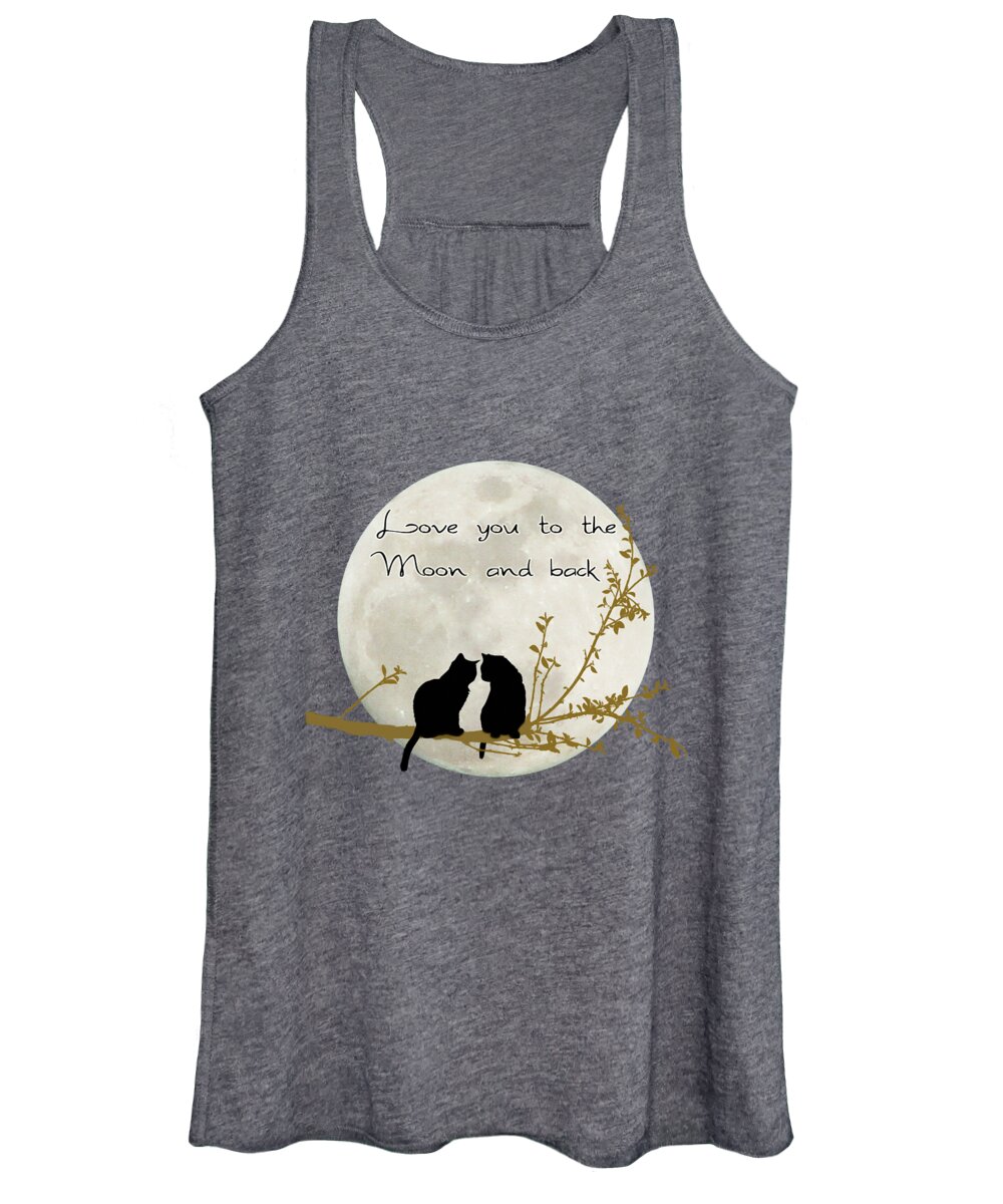 Moon Women's Tank Top featuring the digital art Love you to the moon and back by Linda Lees