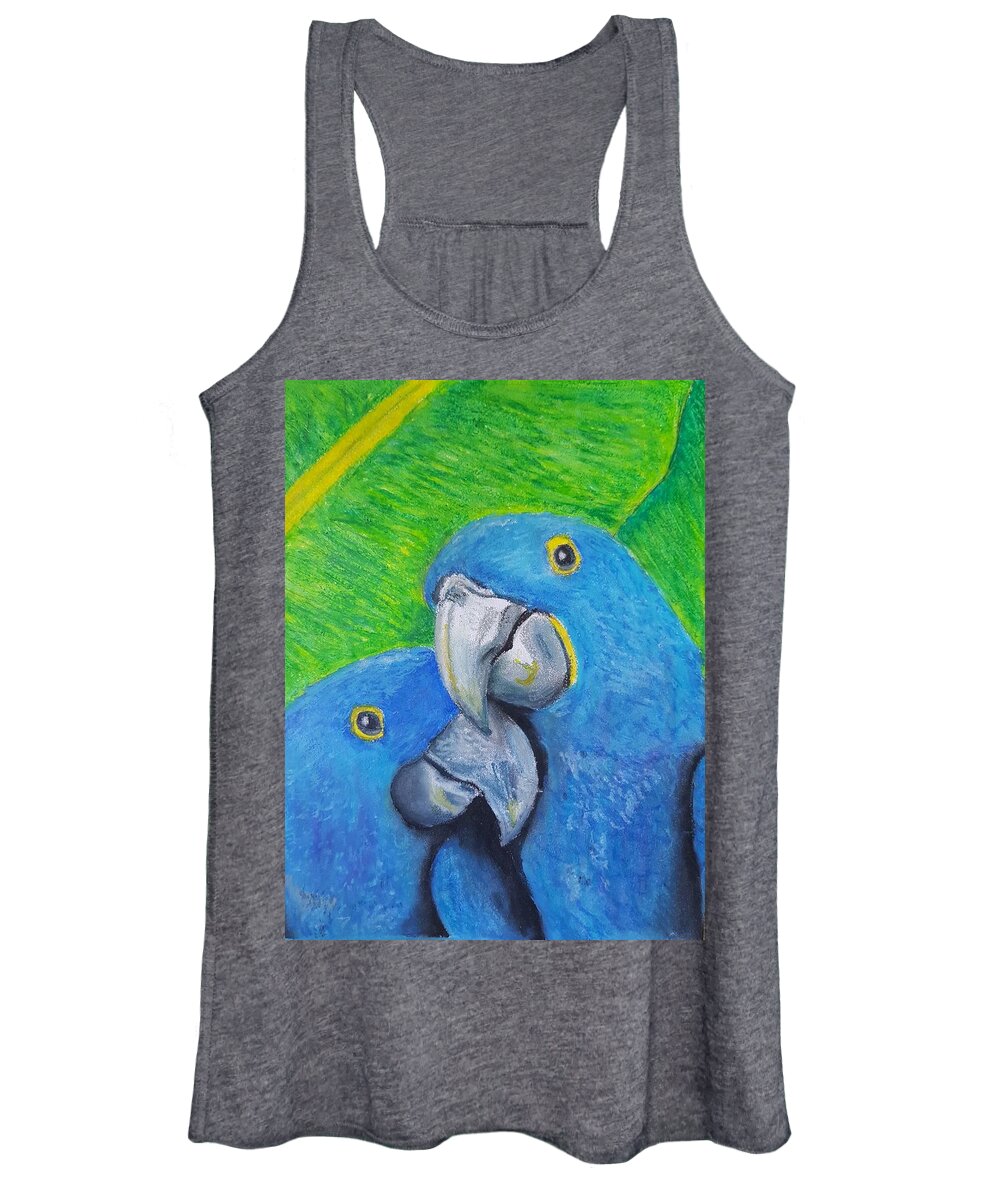 Birds Women's Tank Top featuring the pastel Hyacinth Macaw by Cassy Allsworth