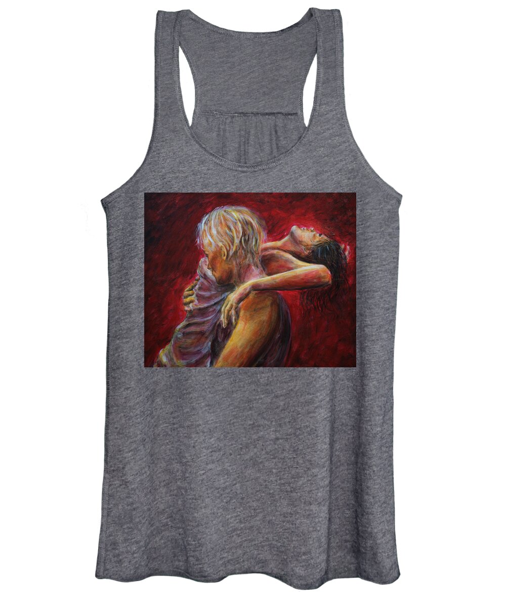 Lovers Close Women's Tank Top featuring the painting Lovere in Red by Nik Helbig