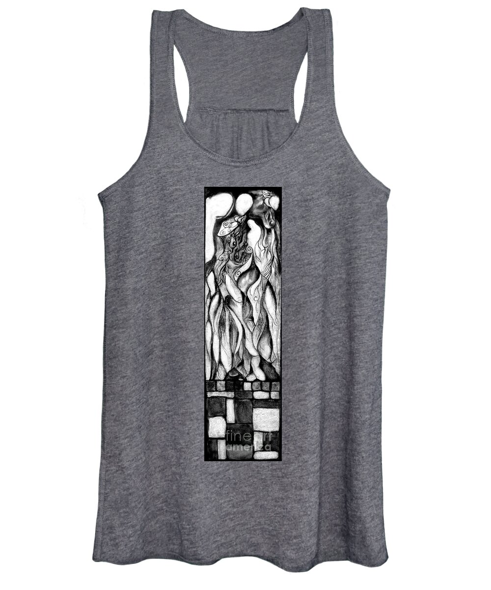 Lovers Series Women's Tank Top featuring the drawing Loves Pedestal by James Lanigan Thompson MFA