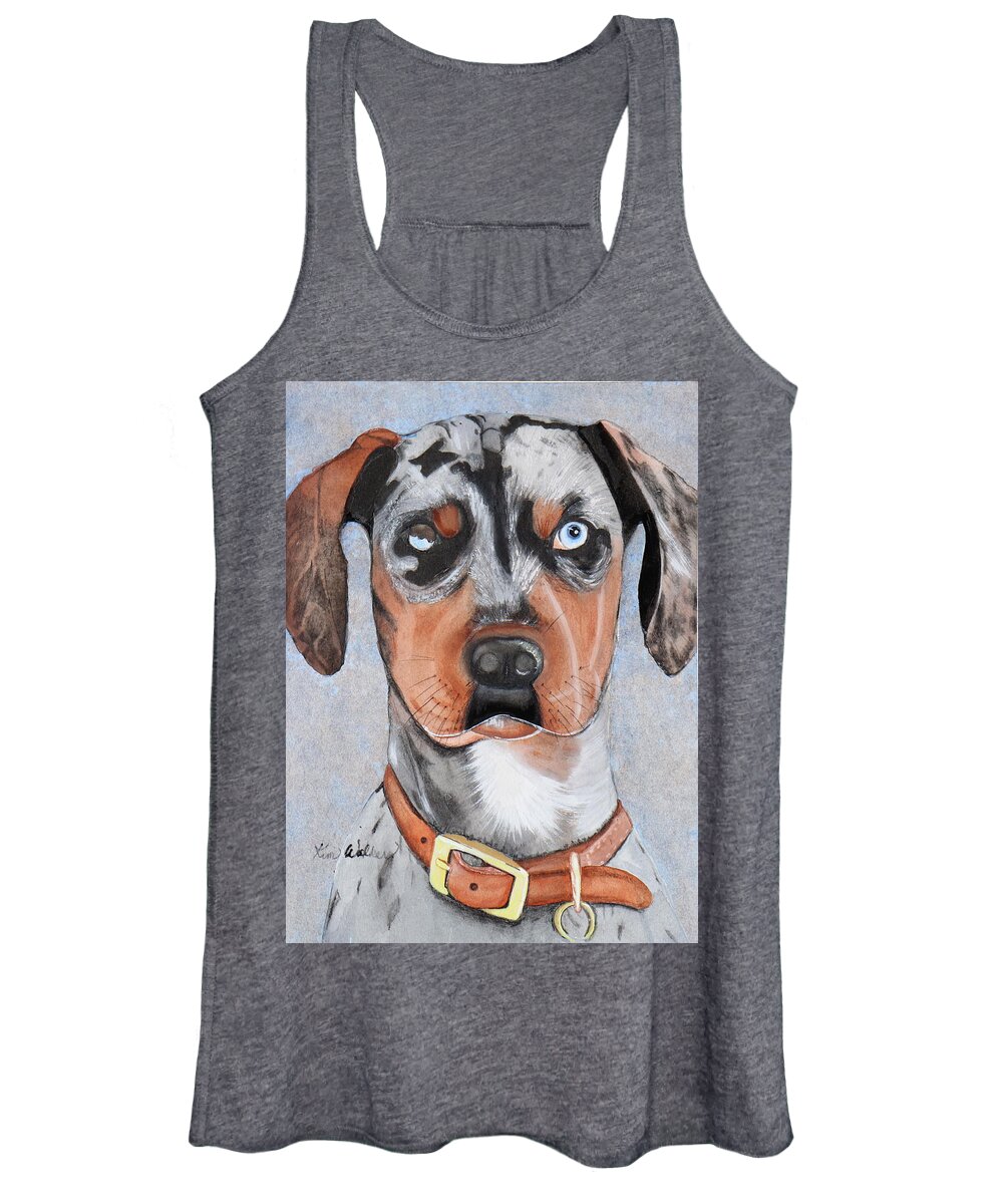 Dog Women's Tank Top featuring the painting Lyin Eyes Watercolor by Kimberly Walker