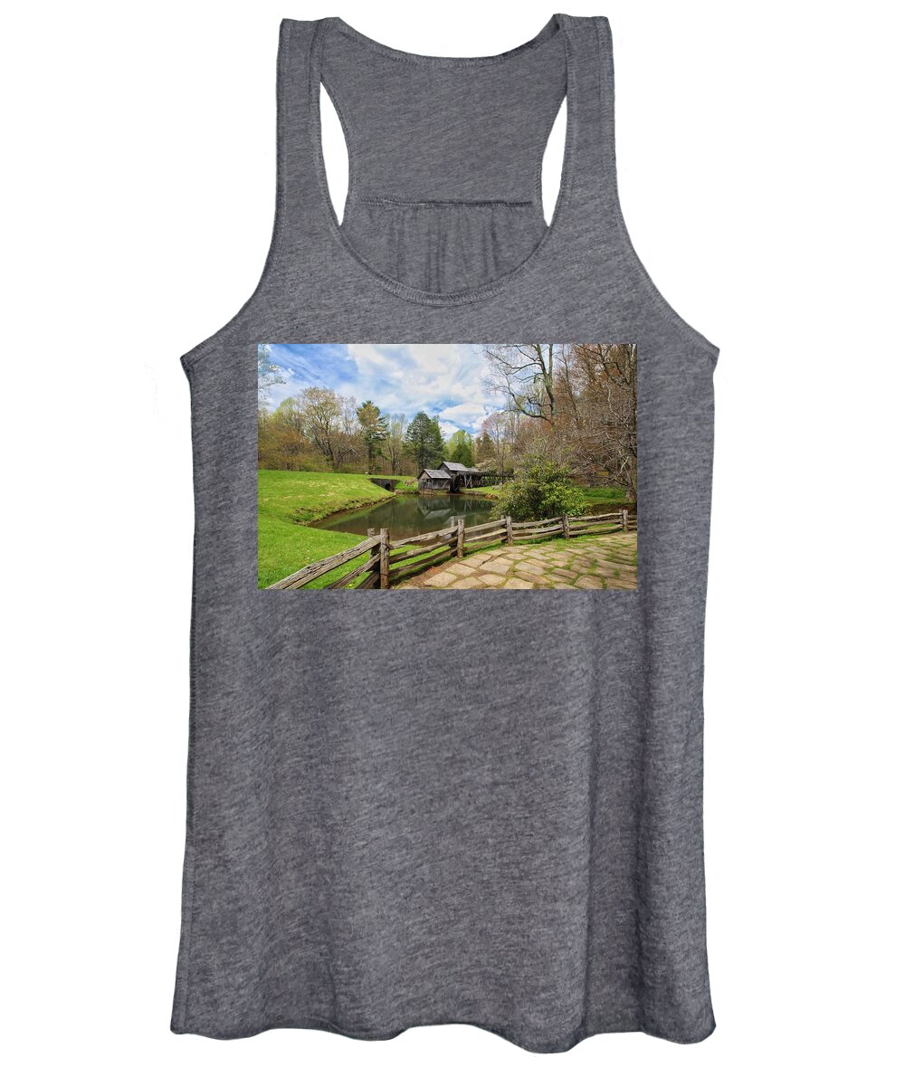 Mabry Mill Women's Tank Top featuring the photograph Mabry Mill in the Spring by Chris Berrier