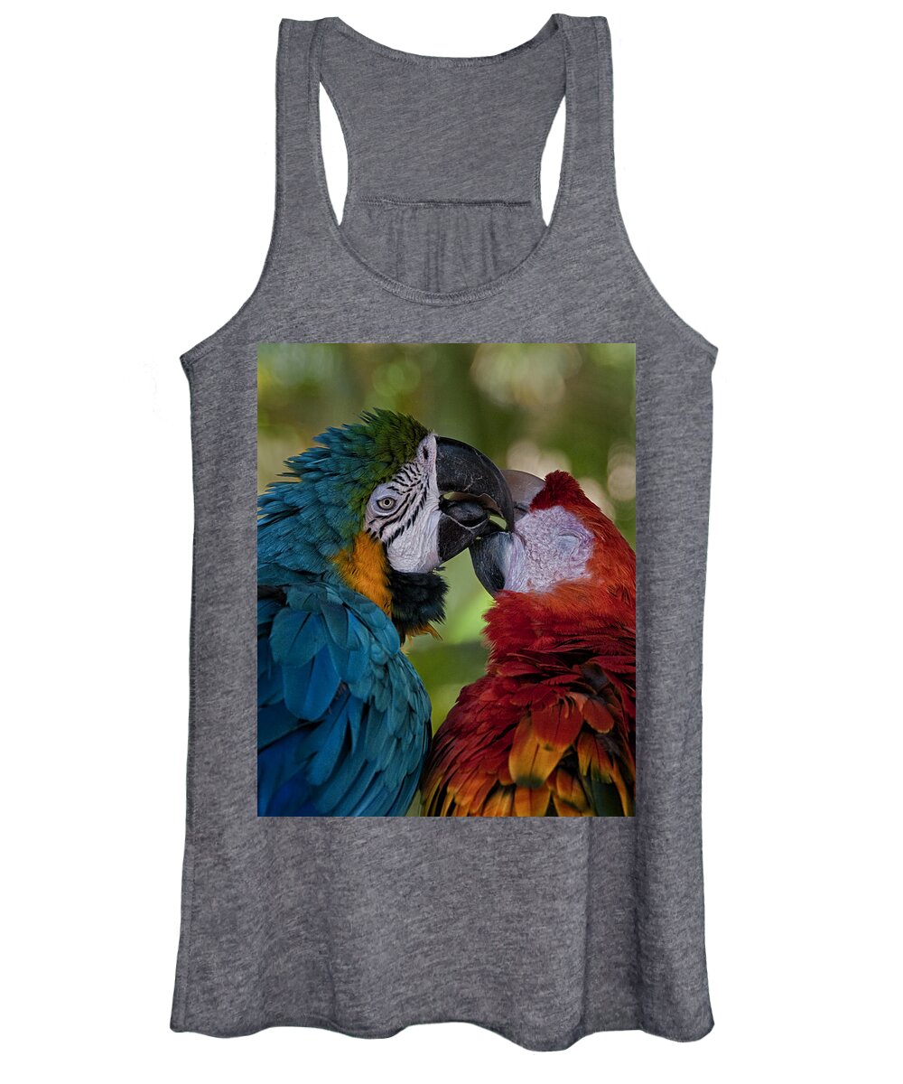 Macaw Women's Tank Top featuring the photograph Macaw Kisses by Mitch Spence