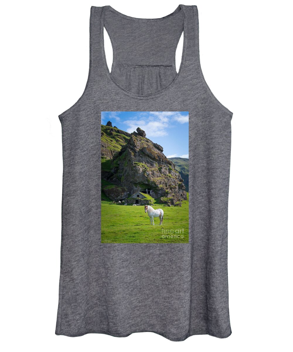 Icelandic Horse Women's Tank Top featuring the photograph Majestic White Horse by Michael Ver Sprill