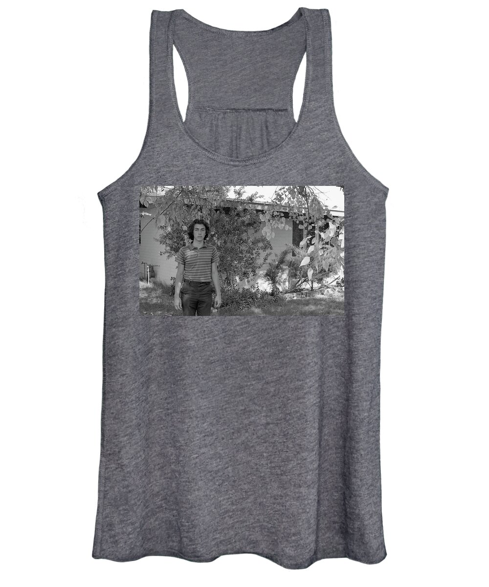 Phoenix Women's Tank Top featuring the photograph Man in Front of Cinder-block Home, 1973 by Jeremy Butler