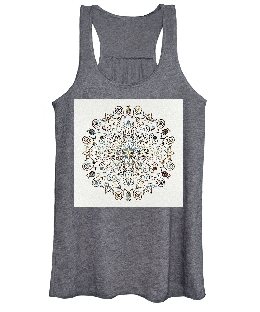 Blue And Brown Mandala Women's Tank Top featuring the mixed media Mandala Earth and Water 4 by Patricia Lintner