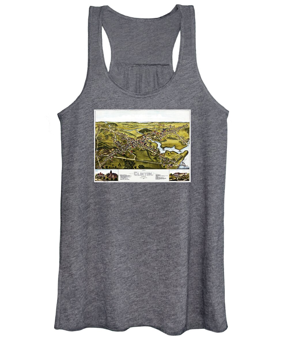 Map Women's Tank Top featuring the photograph Map of Clinton Connecticut 1881 by Phil Cardamone