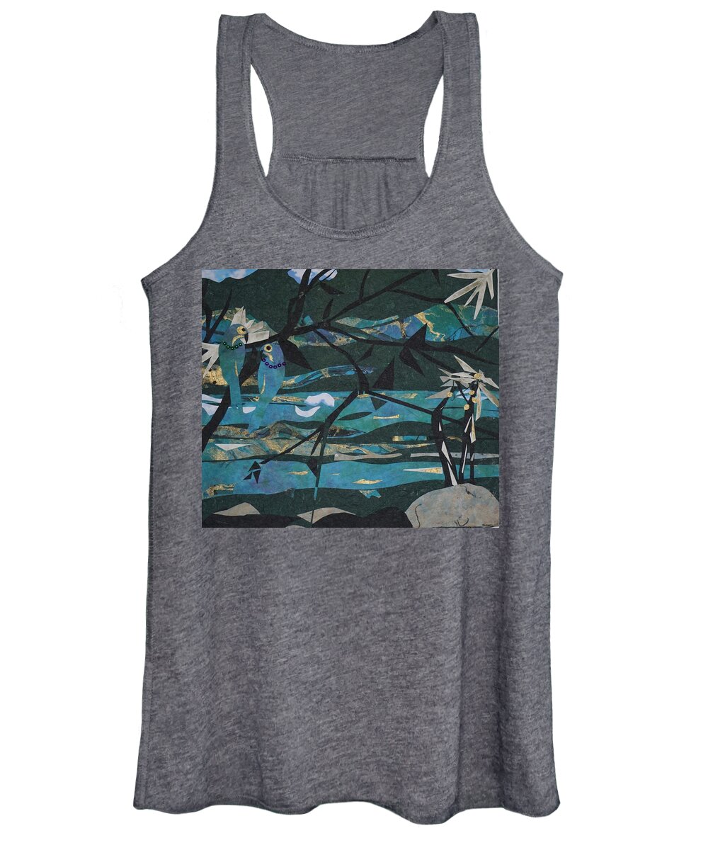 Matisse Inspired Women's Tank Top featuring the mixed media Mardi Gras Macaws Carnival Through A Birdseye View by Robin Miller-Bookhout