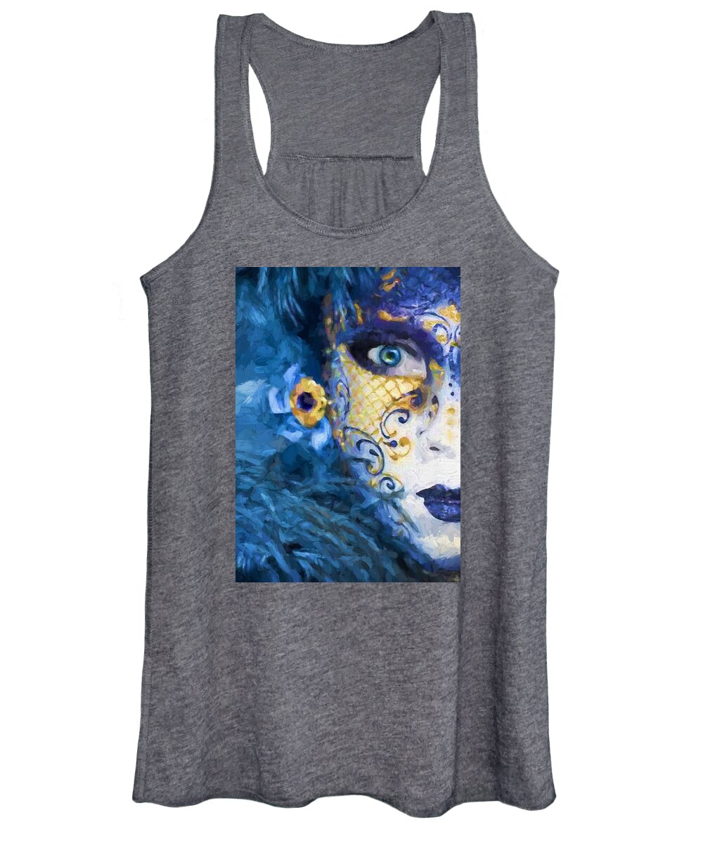 Mask Women's Tank Top featuring the digital art Masquerade I by Charmaine Zoe
