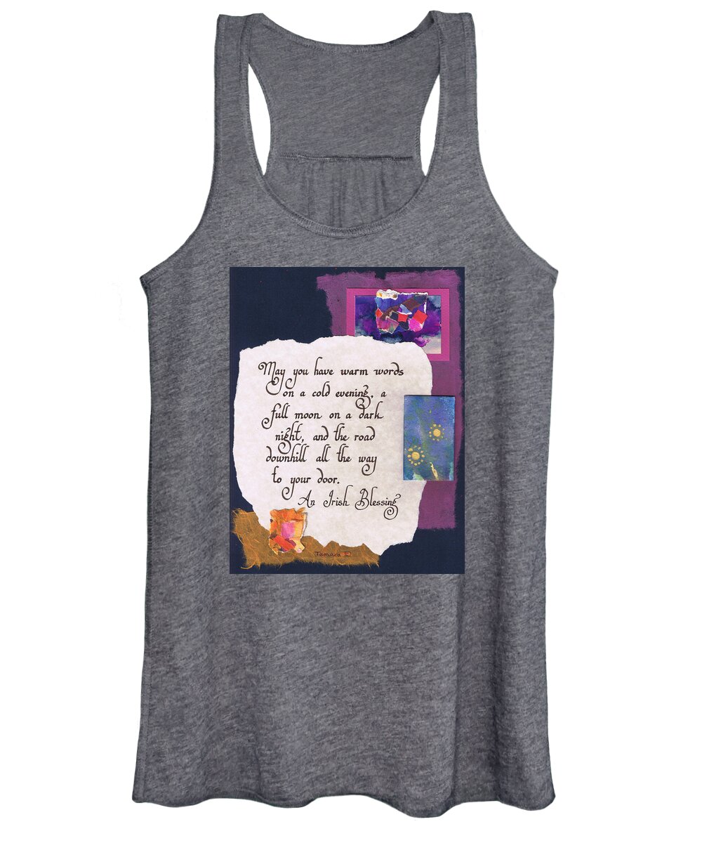Abstract Women's Tank Top featuring the painting May you have warm words on a cold evening - navy by Tamara Kulish