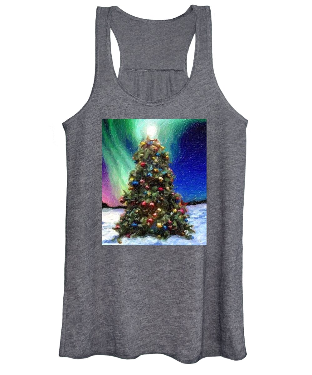 Tree Women's Tank Top featuring the digital art Merry Christmas by Marian Lonzetta
