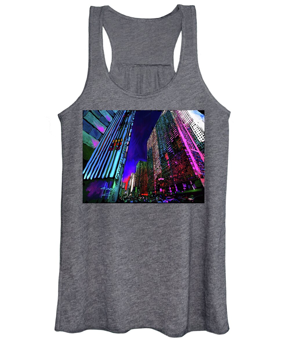 Chicago Women's Tank Top featuring the painting Michigan Avenue, Chicago by DC Langer