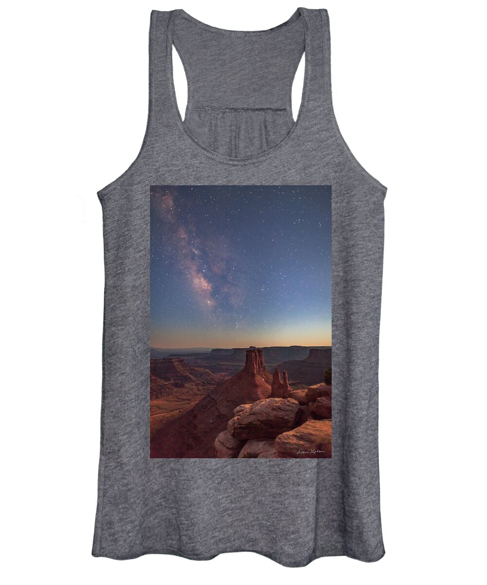 Moab Women's Tank Top featuring the photograph Milky Way at Twilight - Marlboro Point by Dan Norris
