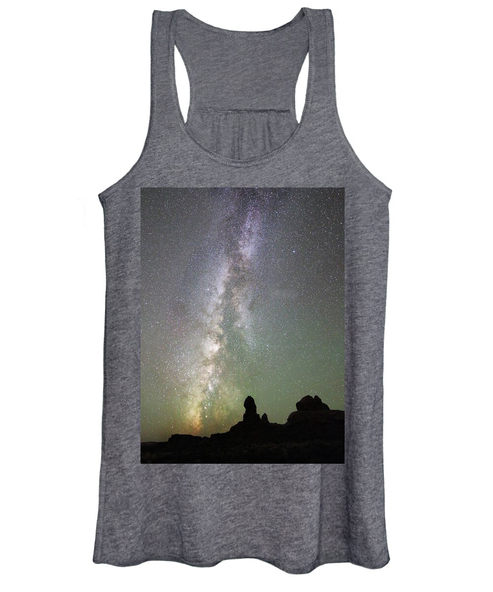 Milky Way Women's Tank Top featuring the photograph Milky Way over Arches NP Four by Jean Clark