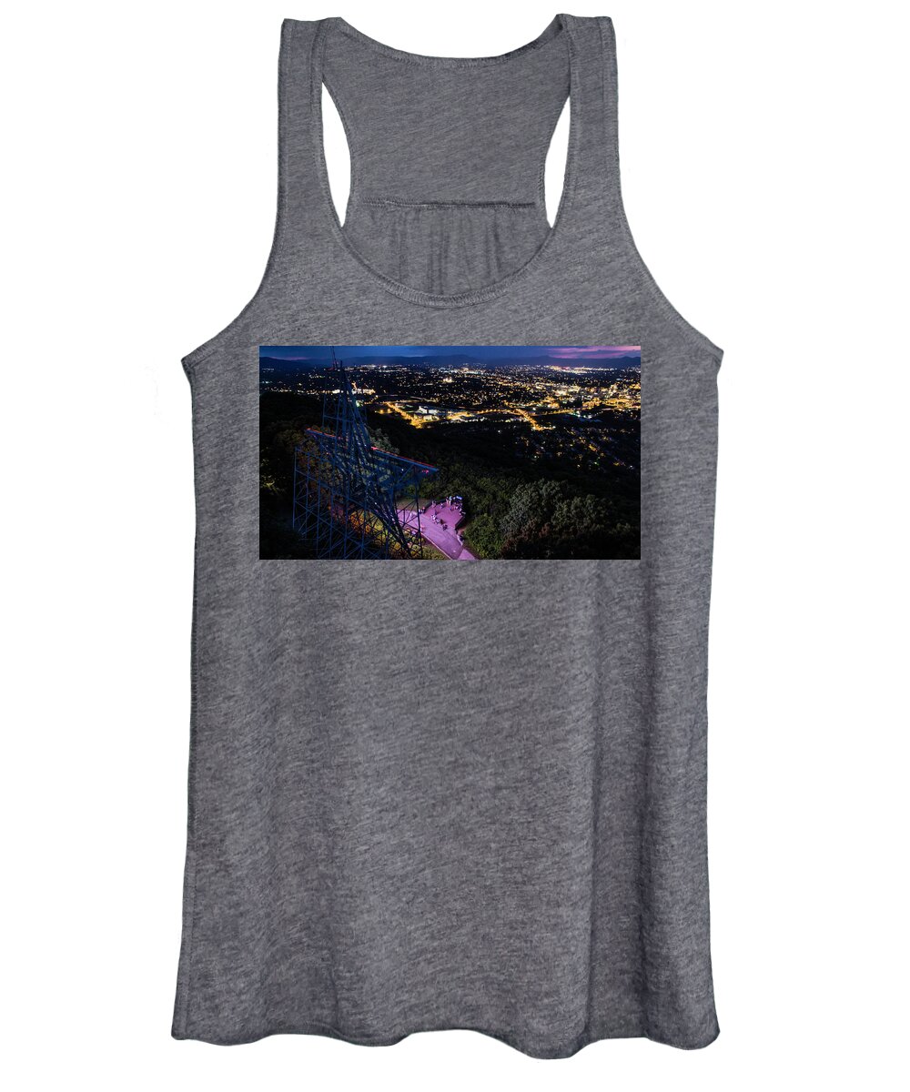 Mill Mountain Women's Tank Top featuring the photograph Mill Mountain Sunset2 by Star City SkyCams