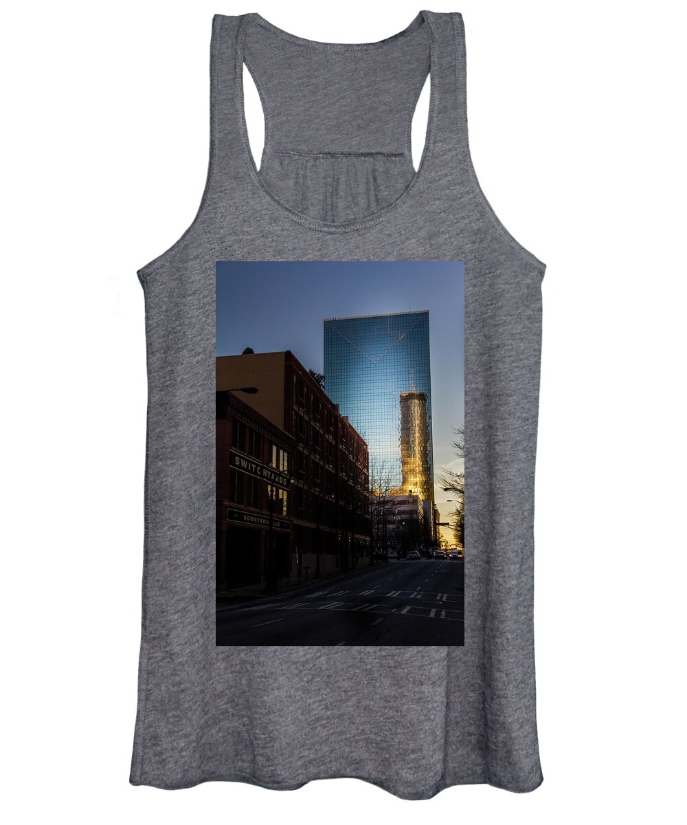 Reflection Women's Tank Top featuring the photograph Mirror Reflection of Peachtree Plaza by Kenny Thomas