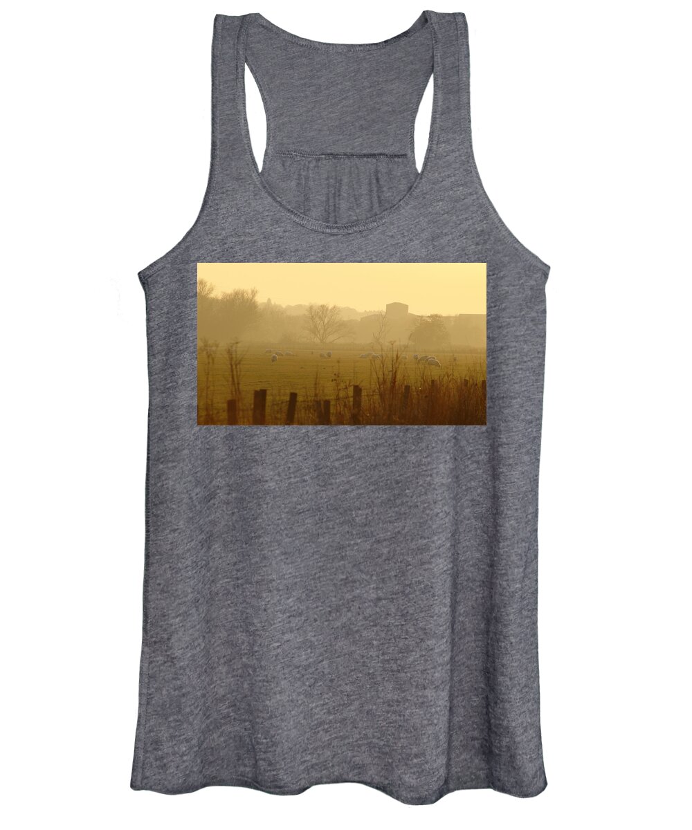 Misty Women's Tank Top featuring the photograph Misty Farm Sunset by Adrian Wale