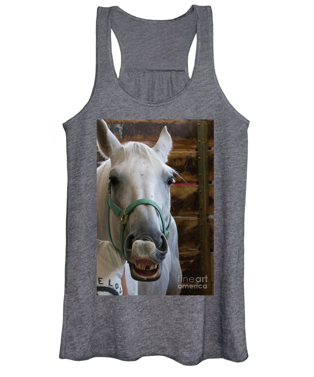 Horse Women's Tank Top featuring the photograph Smiling Horse by Jim Schmidt MN